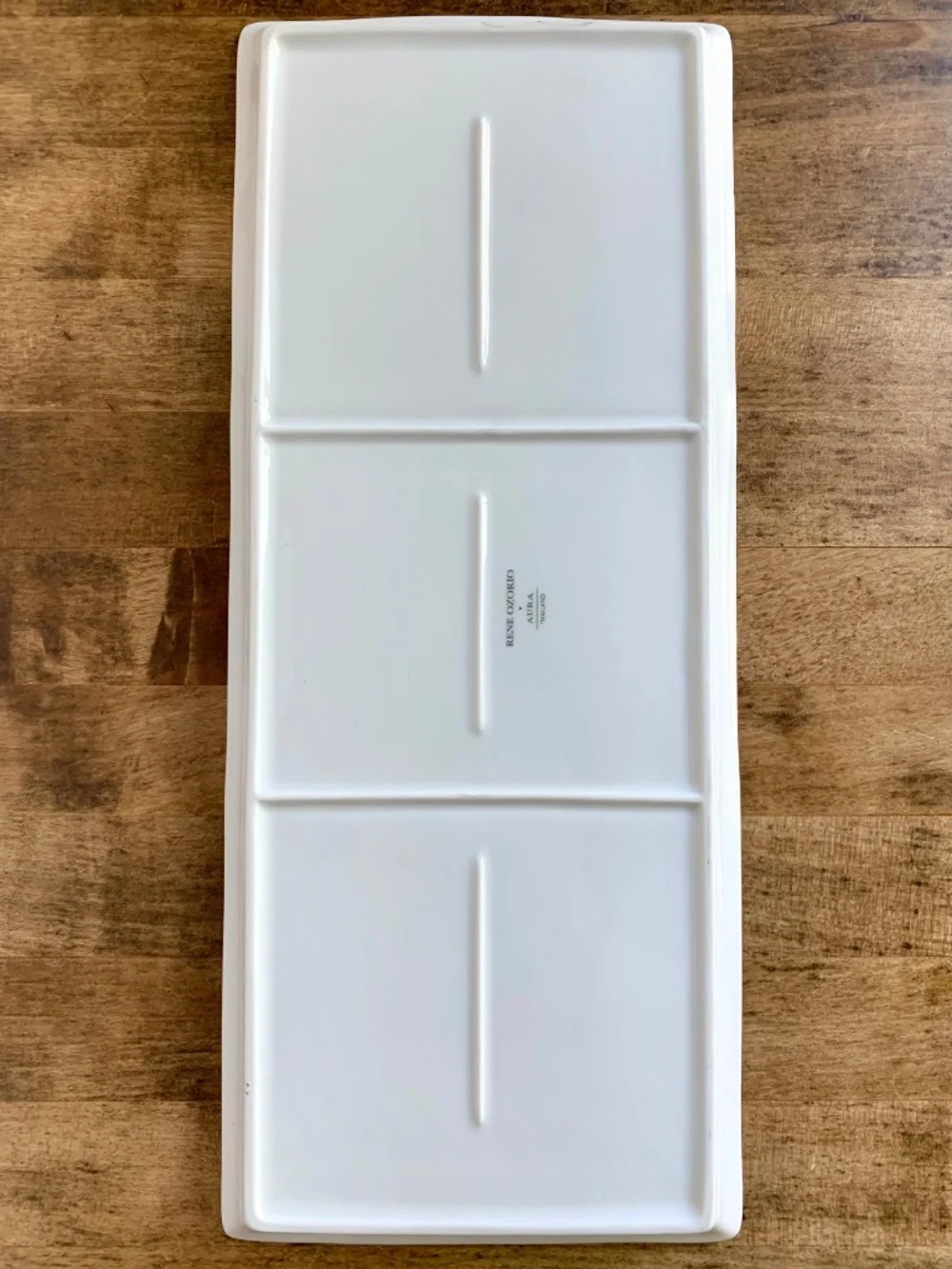 Rene Ozorio Aura White 3-Section Serving Tray | Appetizer / Snack Plate